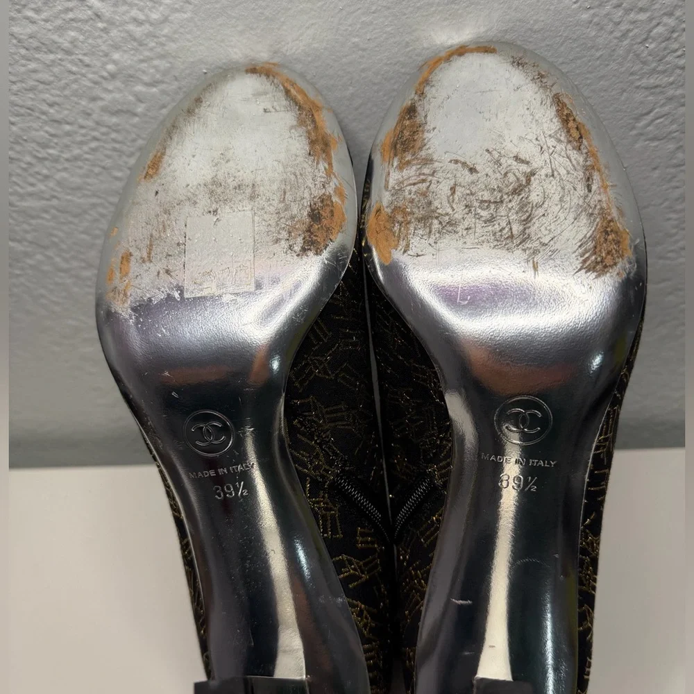 Chanel Black and Gold Ankle Boots - Picture 9 of 11